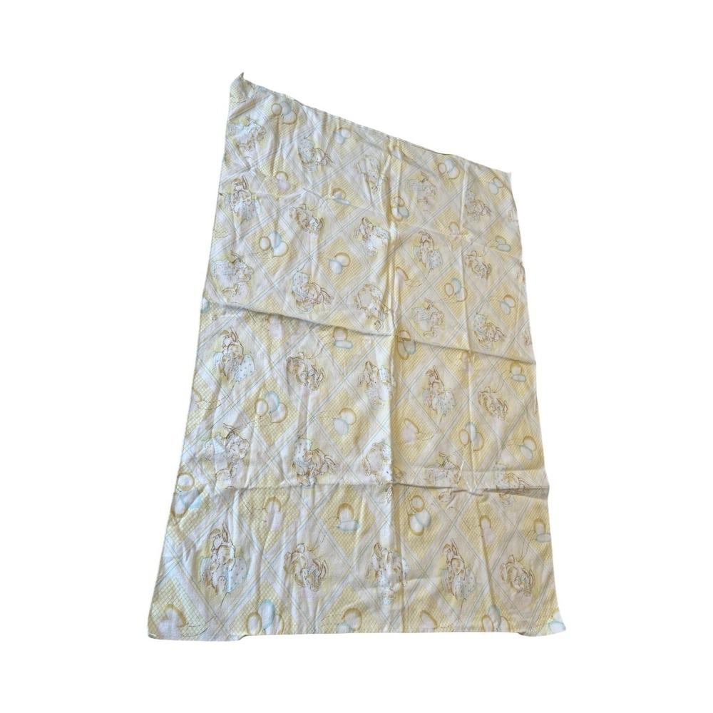 Dundee Vintage Receiving Swaddle Baby Blanket Sleeping Bunny Rabbits Yellow